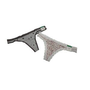 Jenni Womens Large Thong Underwear Panties Cotton 2 Pair Star Print Animal Print